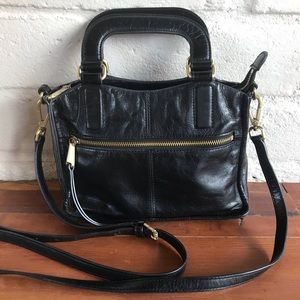 Hobo Black Leather Handbag Briefcase Handle Straps